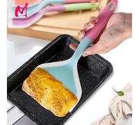 Spatule en Silicone, ustensiles de cuisine, viande de bœuf, œuf, grattoir de cuisine large, outils de cuisson pour Pizza, pelle, spatule antiadhésive, couleur aléatoire COLOR RANDOMLY SENT