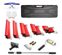 Spatule Enduit Lissage Kit, Télescopique Réglable 82-135 cm, avec Boîte de Rangement & Décolleuse Papier Peint pour Plaques de Plâtre, Convient pour Enduire les Murs et les Plafonds