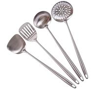Spatule et louche pour wok de 43,2 cm, cuillère à écumoire, spatule fendue - Ensemble d'ustensiles de cuisine en acier inoxydable 304, 4 outils de cuisine à manche extra long, ustensiles de wok