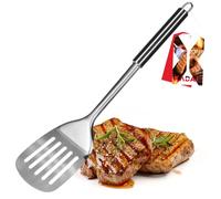 Spatule KADAX en acier inoxydable, ustensile de cuisine, longueur: 35 cm, pelle à poêle, retourneur avec poignée ergonomique et boucle de suspension, spatule à fente pour poêles, œufs, poisson, viande