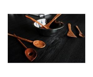 Spatule perforée, longueur: 300 mm, bois d'olivier