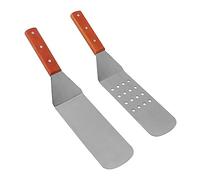 Spatule plate en acier inoxydable avec poignée en bois résistante à la chaleur - Accessoire de cuisine facile à utiliser (#1)