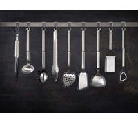 Spatule pour wok en acier inoxydable, couleur argent