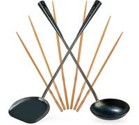 Spatule pour wok en polypropylène, 43 cm, avec un ensemble de 3 paires de baguettes pour cuisiner et manger