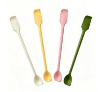 Spatule Silicone Cuisine Lot de 4, Ustensiles de Cuisine Maryse Patisserie Résistant à la Chaleur, Mini Spatules Antiadhésives pour Confiture Gâteau Crème Beurre, Jaune Rose Blanc Cassé Vert