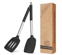 Spatule Silicone Cuisine, Spatula Cuisine Pâtisserie Antiadhésive, Ustensiles Ne Rayant Pas les Casseroles - Spatula Silicone pour Cuisson et Mélange, Noir