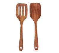 Spatules en Bois 2 Pièces, Tourneur Fendu à Long Manche en Bois, Ustensile de Cuisine pour La Cuisine, La Friture et La Pâtisserie