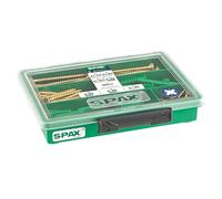 SPAX Coffret de 80 Vis YELLOX et 20 Chevilles, Tête Fraisée, Z2 | Kit de fixation multi-usages avec filetage complet pour montage intérieur, idéal pour bricolage sur bois et mur.