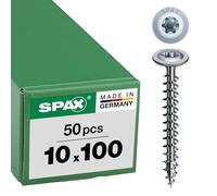 SPAX construction bois tête disque, 10 x 100 mm, 50 pièces, filetage total,T-STAR plus T50, 4CUT, WIROX - 0251011001005