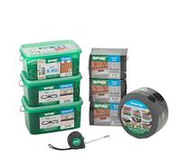 SPAX Équipement de base pour la construction de terrasse, kit de montage - Taille env. 10 m², vis de terrasse en acier inoxydable A2, entretoise, embouts, tapes, tampons et mètre ruban - 500009100039
