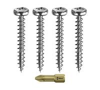 Spax Jeu de vis à bois filetage complet + embouts PZ | 4 tailles : 3 x 15 ; 3 x 20 ; 3 x 25 ; 3 x 30 | WIRROX Argent
