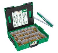 SPAX L-BOXX Mallette de Montage 17 Tailles 2930 pcs. YELLOX T-STAR plus | Coffret de vis bois avec embouts Z1 Z2 Z3 et règle, tête fraisée et pointe 4CUT, filetage complet et partiel