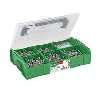 SPAX L-BOXX Mini Mallette d'Électricien, 553 pcs. Vis WIROX T20 et Embouts | Jeu de 475 vis à tête bombée, 75 chevilles et 3 embouts T-STAR plus. Protection WIROX A9J et pointe 4CUT sans pré-perçage.