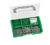 SPAX L-BOXX Mini, set de vis à cheville 481 pièces, A9J, T-STAR plus, tête fraisée, set de vis à cheville pré-trié avec 6 dimensions, y compris 1 embout SPAX T20-5000009160209