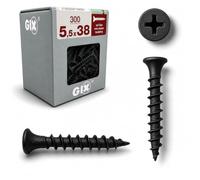 SPAX Lot de 300 vis pour cloison sèche - 5,5 x 38 mm - Filetage grossier phosphaté - Noir - PH2 - Autoperceuses - Pour plaques de plâtre sur support en métal