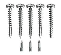 Spax Lot de 5 vis à bois à tête semi-circulaire Argent Torx + embout