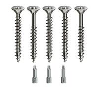 Spax Lot de vis à bois avec filetage complet/partiel + embout Torx | 5 tailles : 3 x 30 ; 4 x 40 ; 4,5 x 45 ; 5 x 80 ; 6 x 100 | Acier inoxydable A2 - Antirouille