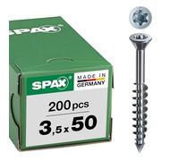 SPAX Vis Spax M pour aggloméré – 3,5 x 50 mm, tête fraisée anti-fendage, Torx T15 – 200 pièces