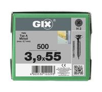 SPAX Spax GIX-A Tête trompette 3,9 x 55 H2 Filetage fin phosphaté Quantité:500
