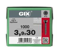 SPAX Spax GIX-C Fraises à rainures 3,9 x 30 H2 filetage fin phosphaté Quantité:1000