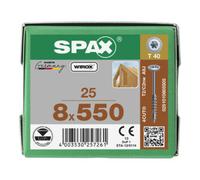 Vis bois SPAX tête disque Wirox 8x550 mm Filetage total - Boite de 25 - 251010805505 Bois G