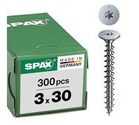 SPAX Tête disque plate pour panneaux arrière, 3,0 x 30 mm, 300 pièces, filetage total, tête ronde large plate, T-STAR plus, 4CUT, WIROX - 0151010300303