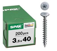 SPAX Tête disque plate pour panneaux arrière, 3,5 x 40 mm, 200 pièces, filetage total, tête ronde large plate, T-STAR plus, pointe CUT, WIROX - 21510103504051