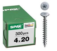 SPAX Tête disque plate pour panneaux arrière, 4x 20 mm, 300 pièces, filetage total, tête ronde large plate, T-STAR plus, 4CUT, WIROX - 0151010400203