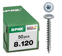 SPAX Vis à bois, 8 x 120 mm, 50 pièces, Tête centrante, Tête disque, T-STAR plus T40, 4CUT, WIROX - 0251010801205