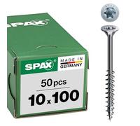 SPAX Vis construction bois, 10 x 100 mm, 50 pièces, Filetage partiel, Tête fraisée, T-STAR plus T50, 4CUT, WIROX - 0191011001005