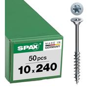 SPAX Vis construction bois, 10 x 240 mm, 50 pièces, Filetage partiel, Tête fraisée, T-STAR plus T50, 4CUT, WIROX - 0191011002405