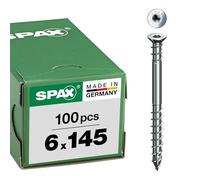 SPAX Vis de réglage, 6 x 145mm, 100 pièces, tête plate, T-STAR plus T30, rainures de retenue, 4CUT, WIROX - 0161010601455