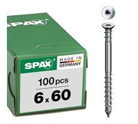 SPAX Vis de réglage, 6 x 60mm, 100 pièces, tête plate, T-STAR plus T30, rainures de retenue, 4CUT, WIROX - 0161010600603