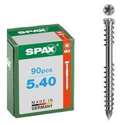 SPAX Vis de terrasse 5 x 40 mm, 90 pièces - Vis à filetage de fixation, tête cylindrique, T-STAR plus T25, pointe CUT, acier inoxydable A2 pour la construction de terrasses en bois - 8000000288203