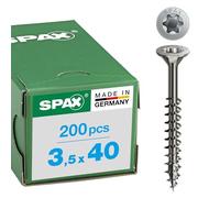 SPAX Vis à bois 3,5 x 40 mm Tête fraisée T-STAR plus Filetage partiel 4CUT Acier inox A2 200 pièces