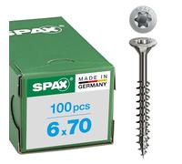 SPAX Spax Acier inoxydable 6 x 70 mm Tête fraisée T-STAR plus Filetage partiel 4CUT Acier inox A2 inoxydable Quantité:100