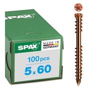 SPAX Vis terrasse, 5 x 60 mm, 100 pièces, Filetage de fixation, Tête cylindrique, T-STAR plus T25, Pointe CUT, Acier inoxydable A2 antique - 0537900500603