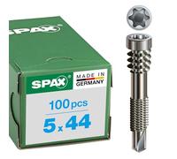 Spax – Vis de terrasse T-STAR BSP tête cylindrique A2 inox 5,0 x 44 mm – Quantité: 100