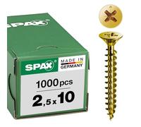 SPAX Vis universelle, 2,5 x 10 mm, 1000 pièces, Tête centrante, Tête fraisée, Cruciforme Z1, Pointe S, YELLOX - 1081020250105