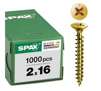 SPAX Vis universelle, 2 x 16 mm, 1000 pièces, Tête centrante, Tête fraisée, Cruciforme Z1, Pointe S, YELLOX - 1081020200165