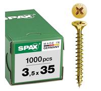 SPAX Vis universelle, 3,5 x 35 mm, 1000 pièces, Tête centrante, Tête fraisée, Cruciforme Z2, 4CUT, YELLOX - 1081020350355