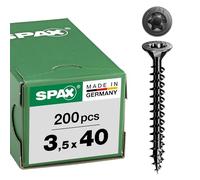 SPAX Vis universelle T-STAR Plus tête fraisée 3,5 x 40 mm noir zingué 200 pièces