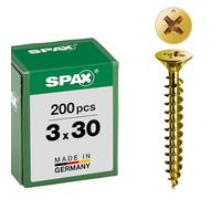 Spax International – Vis universelle YELLOX Ø3 x 30 mm Tête fraisée Pozidrive Boîte 200