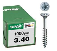 SPAX Vis universelle, 3 x 40 mm, 1000 pièces, Filetage partiel, Tête fraisée, T-STAR plus T10, Pointe S, WIROX - 0191010300405