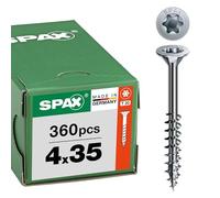 SPAX Vis universelle 4 x 35 mm, 360 pièces - Vis à bois, filetage partiel, tête fraisée, T-STAR plus T20, pointe 4CUT, revêtement WIROX - 8000000276743