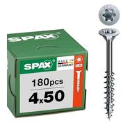 SPAX Vis universelle 4 x 50 mm, 180 pièces - Vis à bois, filetage partiel, tête fraisée, T-STAR plus T20, pointe 4CUT, revêtement WIROX - 8000000276798
