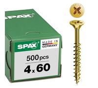 SPAX Vis universelle, 4 x 60 mm, 500 pièces, Filetage partiel, Tête fraisée, Cruciforme Z2, 4CUT, YELLOX - 0291020400605