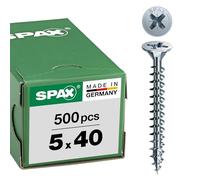 Spax Vis à bois 1081 – Tête fraisée Pozi WIROX, 5 x 40 mm, filetage total, 500 pièces