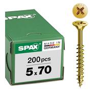 SPAX Vis universelle, 5 x 70 mm, 200 pièces, Filetage partiel, Tête fraisée, Cruciforme Z2, 4CUT, YELLOX - 0291020500705