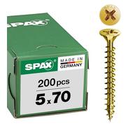 SPAX Spax Vis universelle 5 x 70 mm Tête fraisée Pozidriv Z Filetage total 4CUT YELLOX A2L Quantité:200